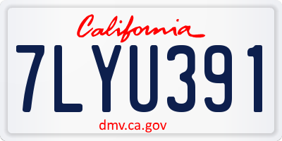 CA license plate 7LYU391