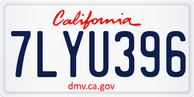 CA license plate 7LYU396