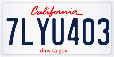 CA license plate 7LYU403