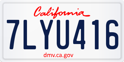 CA license plate 7LYU416