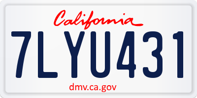 CA license plate 7LYU431