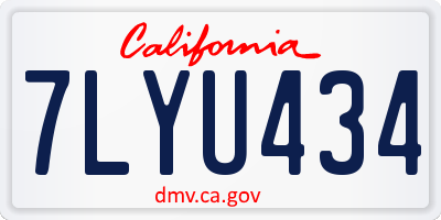 CA license plate 7LYU434