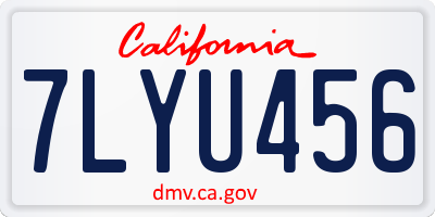 CA license plate 7LYU456