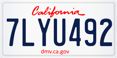 CA license plate 7LYU492