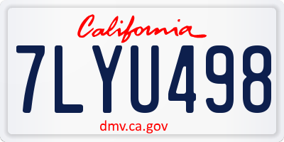 CA license plate 7LYU498