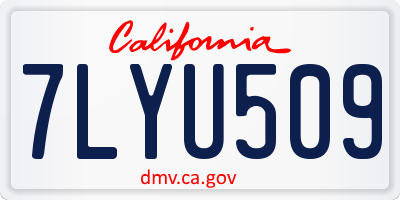 CA license plate 7LYU509