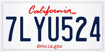 CA license plate 7LYU524