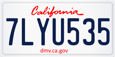 CA license plate 7LYU535