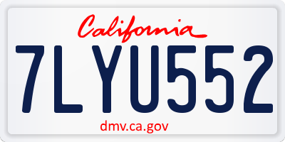 CA license plate 7LYU552