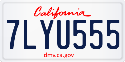 CA license plate 7LYU555