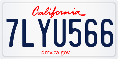 CA license plate 7LYU566