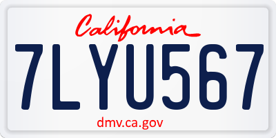 CA license plate 7LYU567