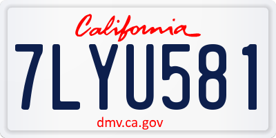 CA license plate 7LYU581