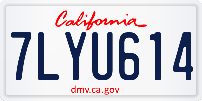 CA license plate 7LYU614
