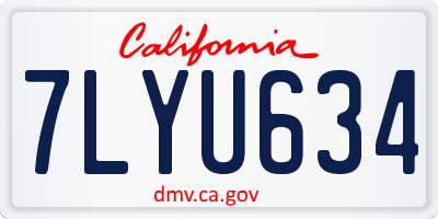CA license plate 7LYU634