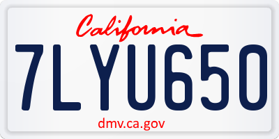 CA license plate 7LYU650