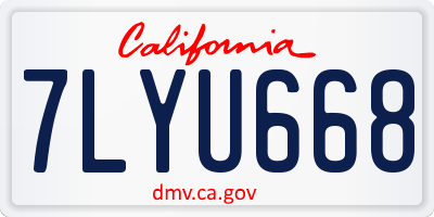 CA license plate 7LYU668