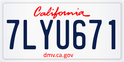 CA license plate 7LYU671
