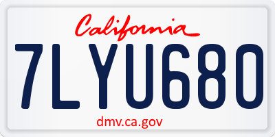 CA license plate 7LYU680