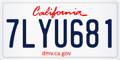 CA license plate 7LYU681