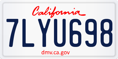 CA license plate 7LYU698