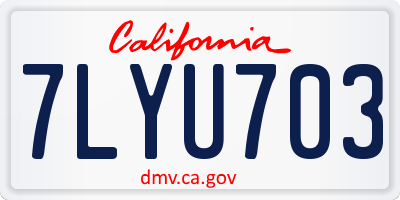 CA license plate 7LYU703