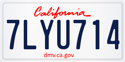 CA license plate 7LYU714