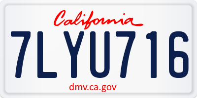 CA license plate 7LYU716