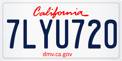 CA license plate 7LYU720