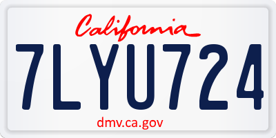 CA license plate 7LYU724