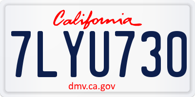 CA license plate 7LYU730