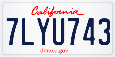 CA license plate 7LYU743