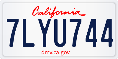 CA license plate 7LYU744