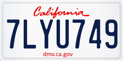 CA license plate 7LYU749