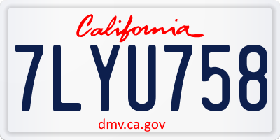 CA license plate 7LYU758