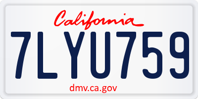 CA license plate 7LYU759
