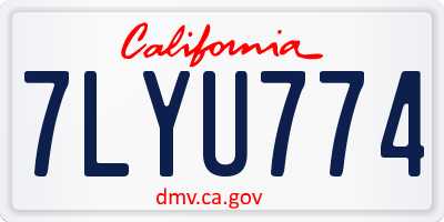 CA license plate 7LYU774