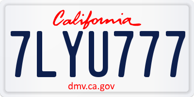 CA license plate 7LYU777