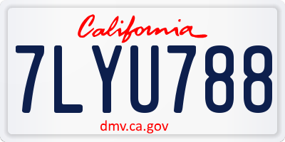 CA license plate 7LYU788