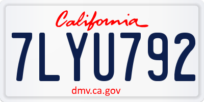 CA license plate 7LYU792