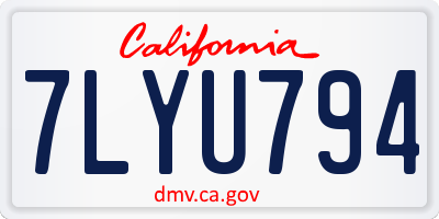 CA license plate 7LYU794