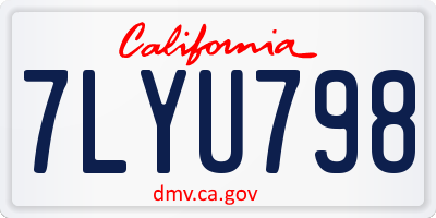 CA license plate 7LYU798