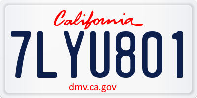 CA license plate 7LYU801