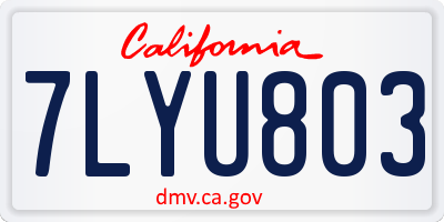 CA license plate 7LYU803