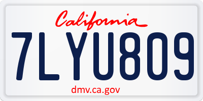 CA license plate 7LYU809