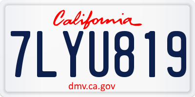 CA license plate 7LYU819