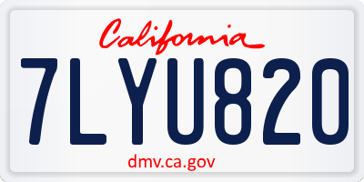 CA license plate 7LYU820