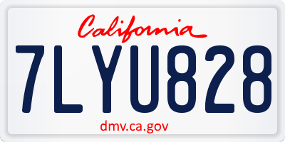 CA license plate 7LYU828