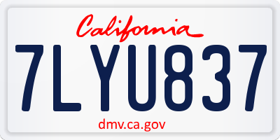 CA license plate 7LYU837