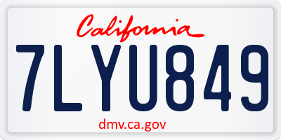 CA license plate 7LYU849